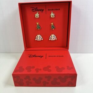 Disney BaubleBar Christmas Earring Set Mickey Tree Ornament Ugly Sweater